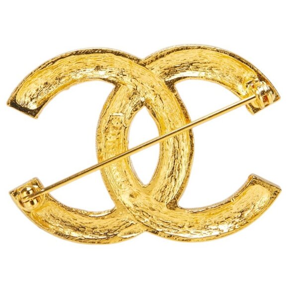 CHANEL Authentic Gold Logo Brooch - Picture 2 of 4